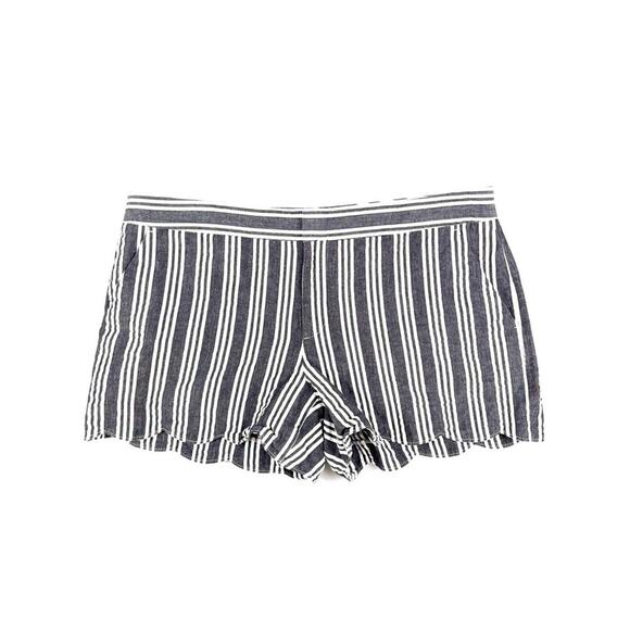 Club Monaco Grey White Striped Seersucker Scalloped Shorts - Picture 1 of 4